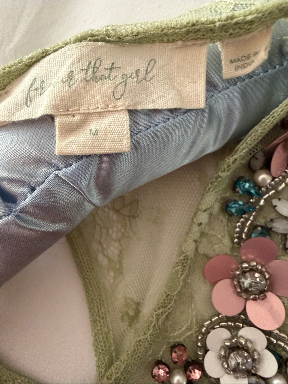 Anthropologie embellished and lace custom special occasion midi dress M - Picture 11 of 13